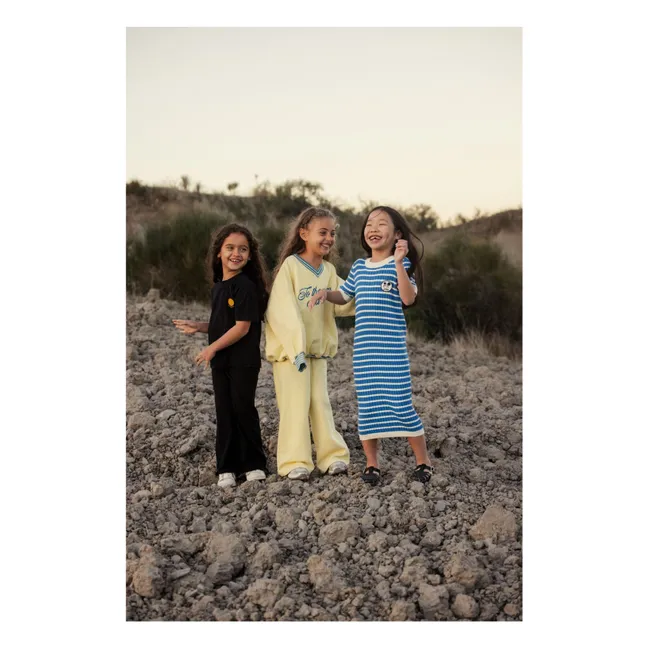 Vestido de rayas de canalé Algodón orgánico | Azul