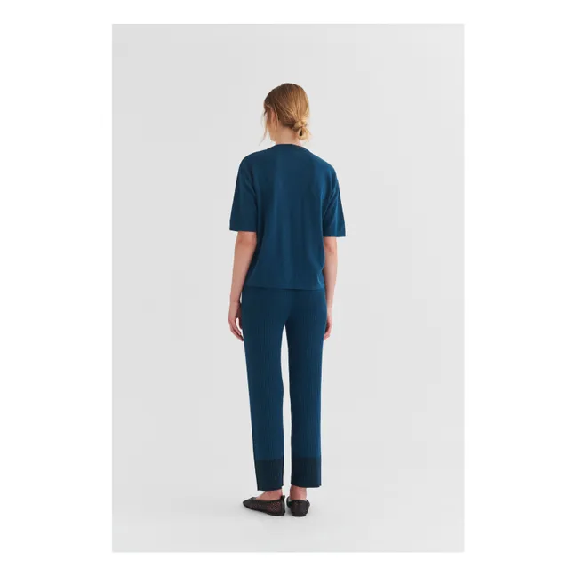 Pantaloni a costine con pinces alte | Blu