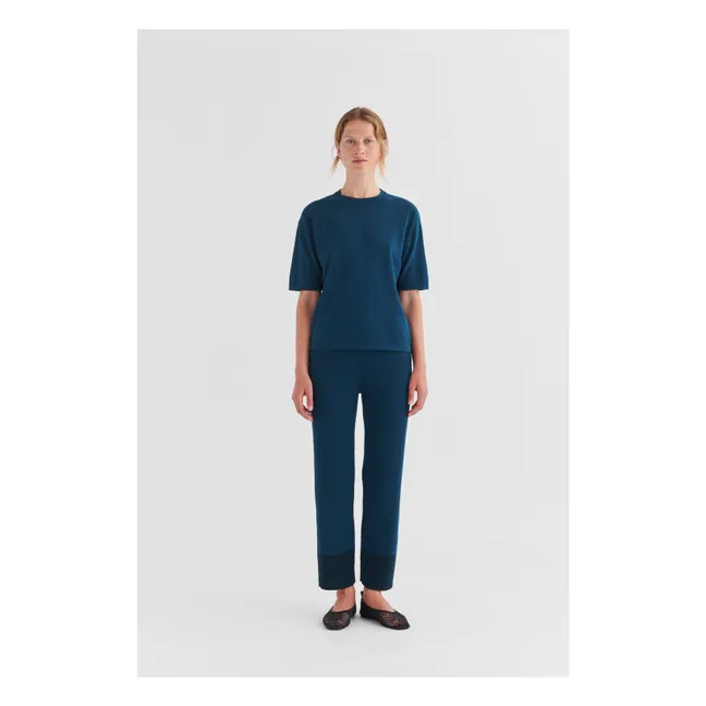 Pantaloni a costine con pinces alte | Blu