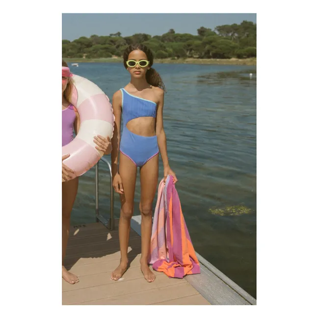 Maillot de Bain Asymétrique Elle Côtelé | Bleu Clair