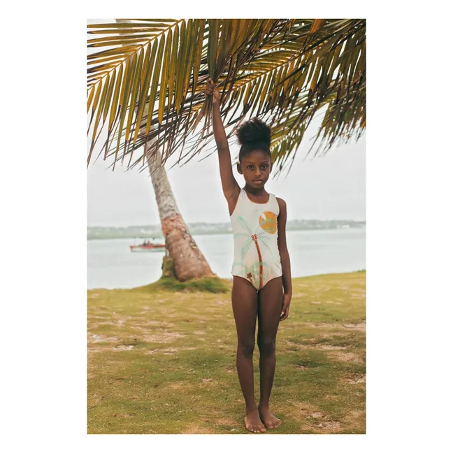 Maillot de Bain Sun&Moon Shiny Palmiers | Blanc