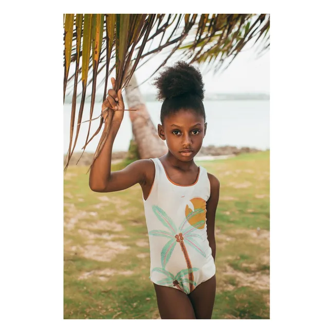 Maillot de Bain Sun&Moon Shiny Palmiers | Blanc