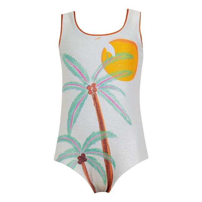Maillot de Bain Sun&Moon Shiny Palmiers | Blanc