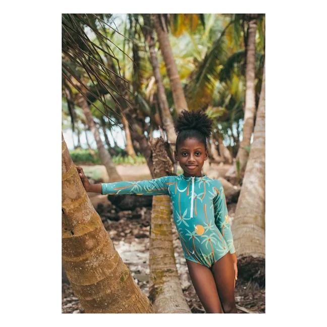 Maillot de Bain Anti-UV Parasoleil Palmiers | Vert