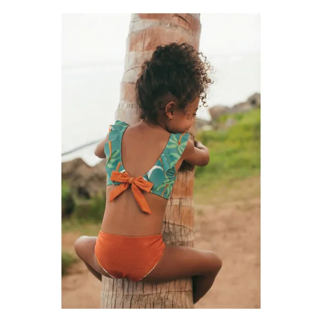 Maillot de Bain Volants Ilana Palmiers | Vert