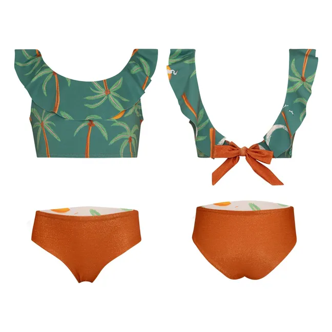 Maillot de Bain Volants Ilana Palmiers | Vert