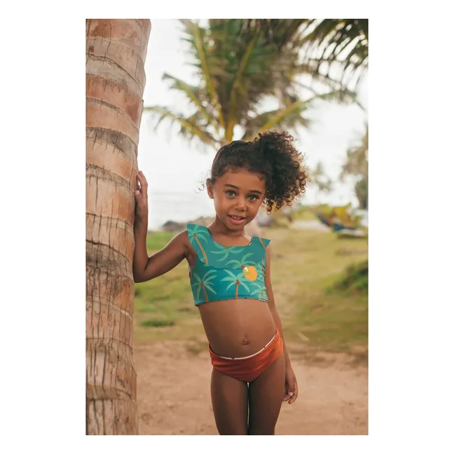 Maillot de Bain Volants Ilana Palmiers | Vert
