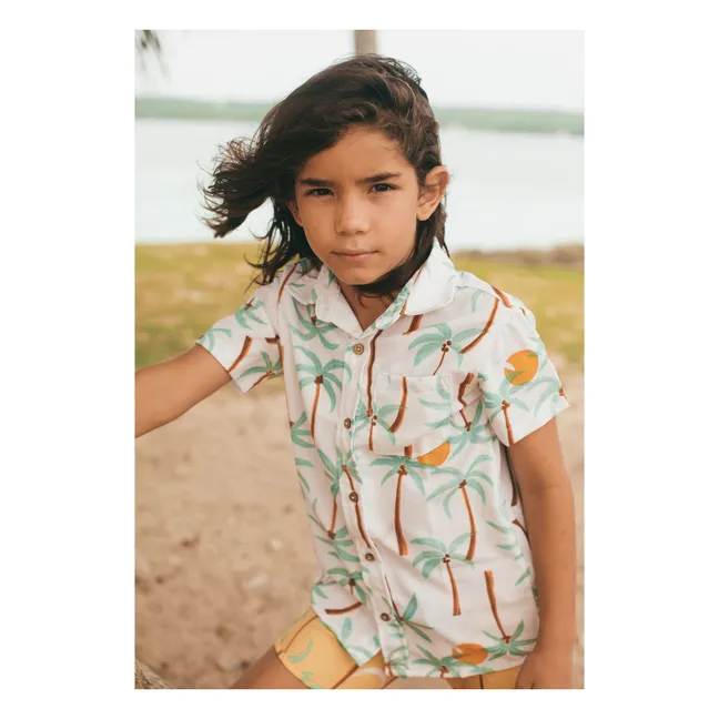 Chemise Manches Courtes Guayabera Palmiers | Ivoire