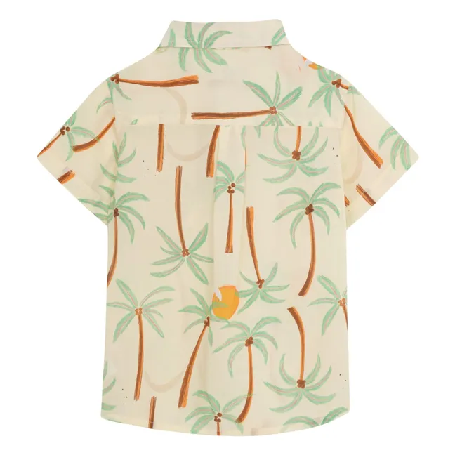 Chemise Manches Courtes Guayabera Palmiers | Ivoire