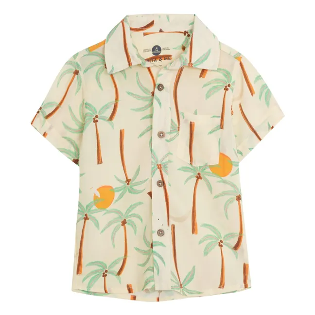 Chemise Manches Courtes Guayabera Palmiers | Ivoire