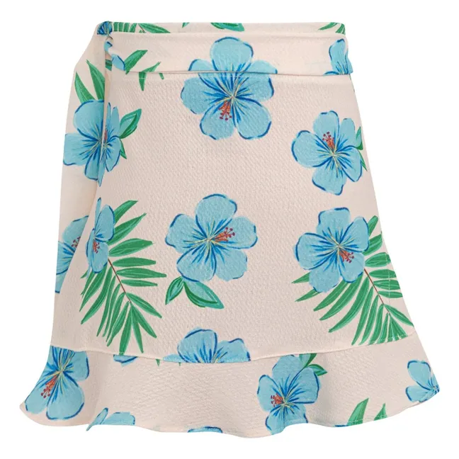 Falda de baño con volantes Marea Hibiscus | Marfil