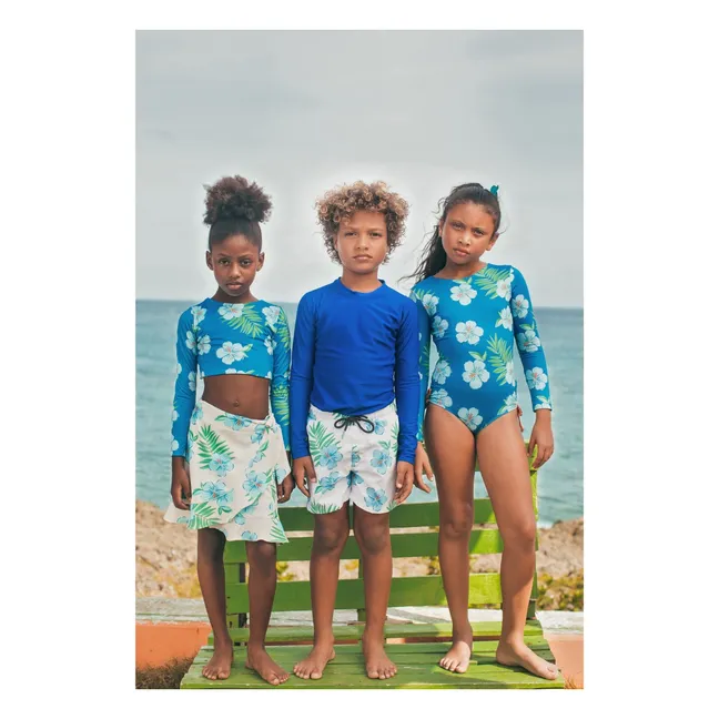 Falda de baño con volantes Marea Hibiscus | Marfil