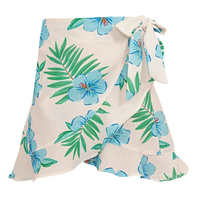 Falda de baño con volantes Marea Hibiscus | Marfil
