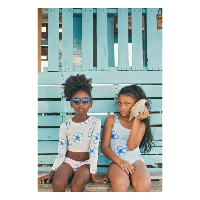 Maillot de Bain Asymétrique Marea Fleurs | Bleu Clair