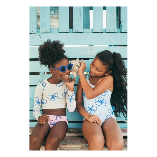 Maillot de Bain Asymétrique Marea Fleurs | Bleu Clair