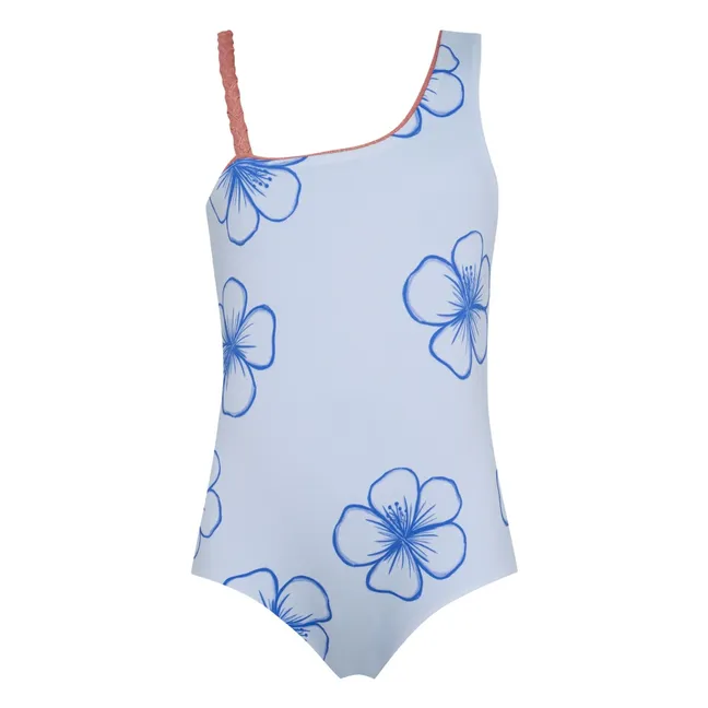Maillot de Bain Asymétrique Marea Fleurs | Bleu Clair