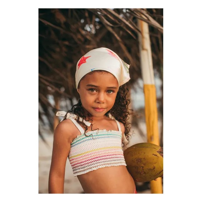 Maillot de Bain Waffle Rayé | Orange