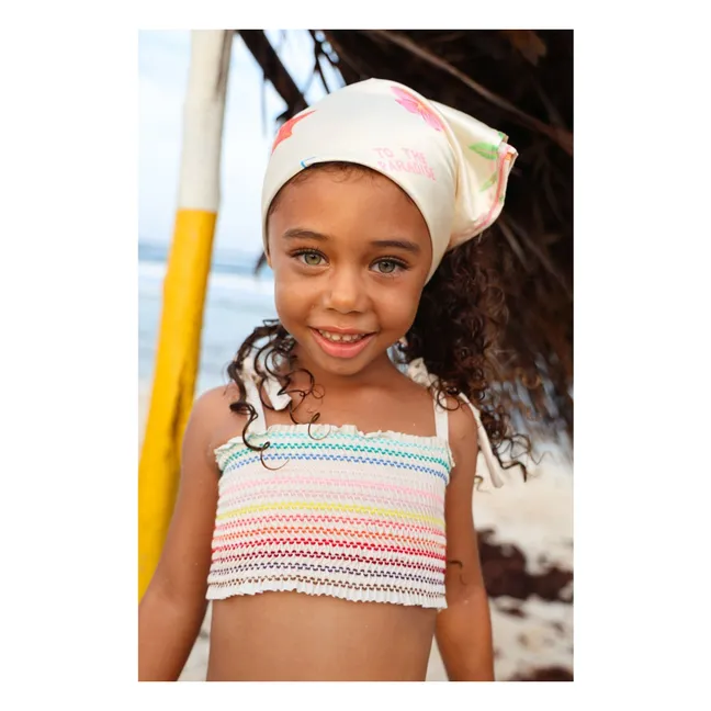 Maillot de Bain Waffle Rayé | Orange