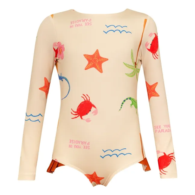 Maillot de Bain Manches Longues Knot Plage | Ecru