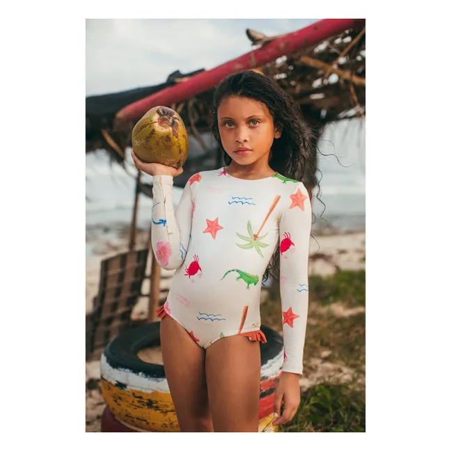 Maillot de Bain Manches Longues Knot Plage | Ecru