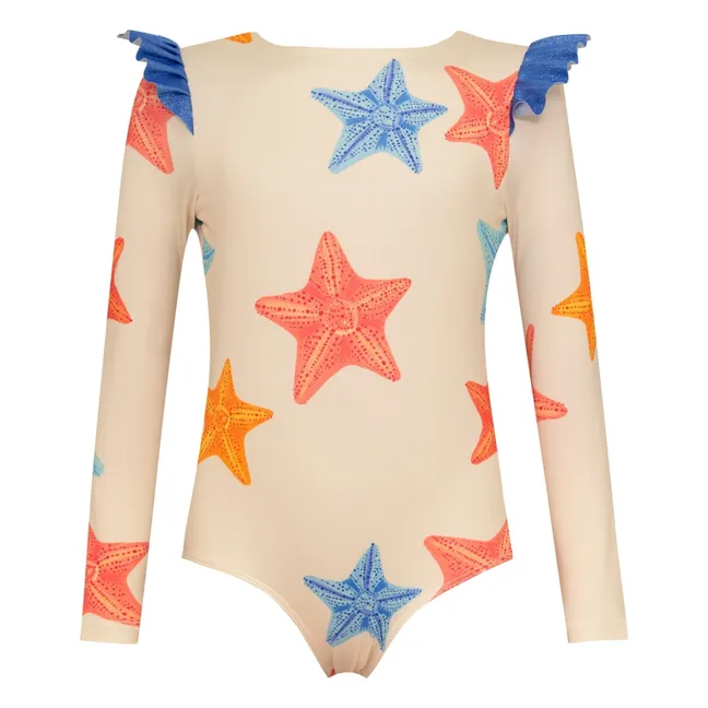 Maillot de Bain Manches Longues Wings Etoiles | Ecru