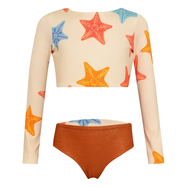 Maillot de Bain Manches Longues Sun Etoiles | Ecru