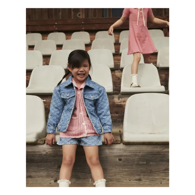 Denim Quilted Organic Cotton Jacket | Light Blue