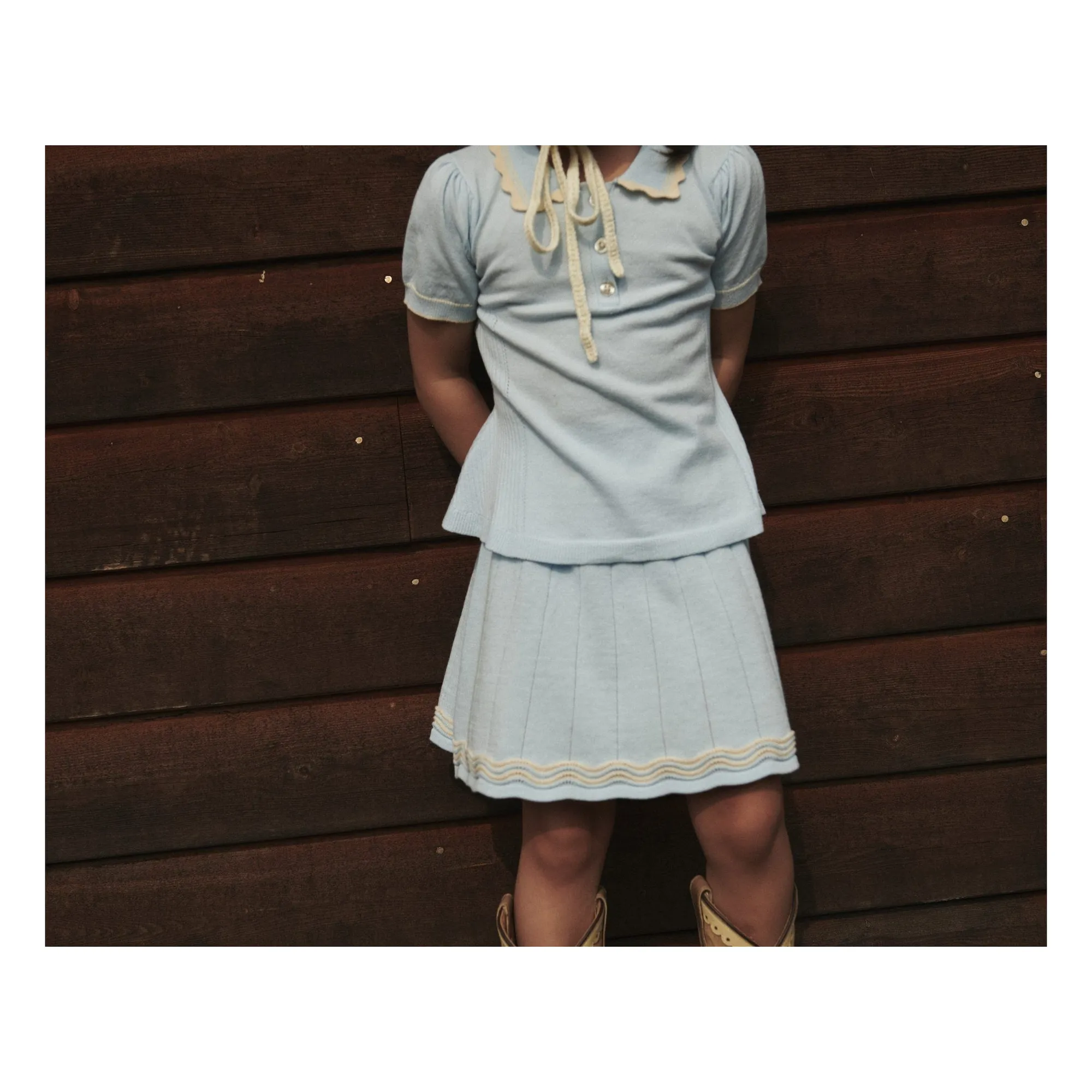 Jupe Tennis Maille Coton Bio | Bleu Glacier- Image produit n°3