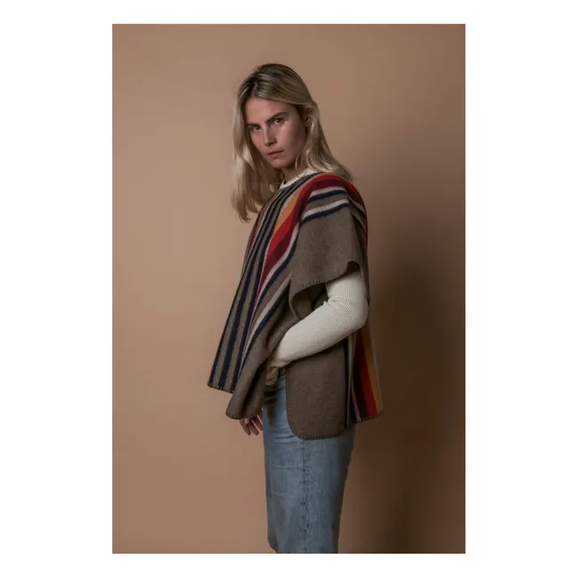 Poncho largo Apache Lana reciclada | Gris