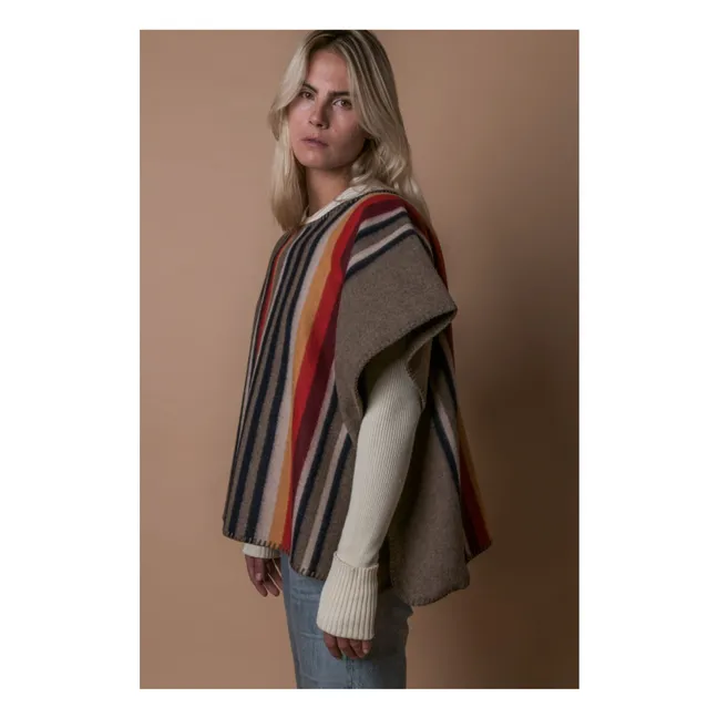 Poncho largo Apache Lana reciclada | Gris
