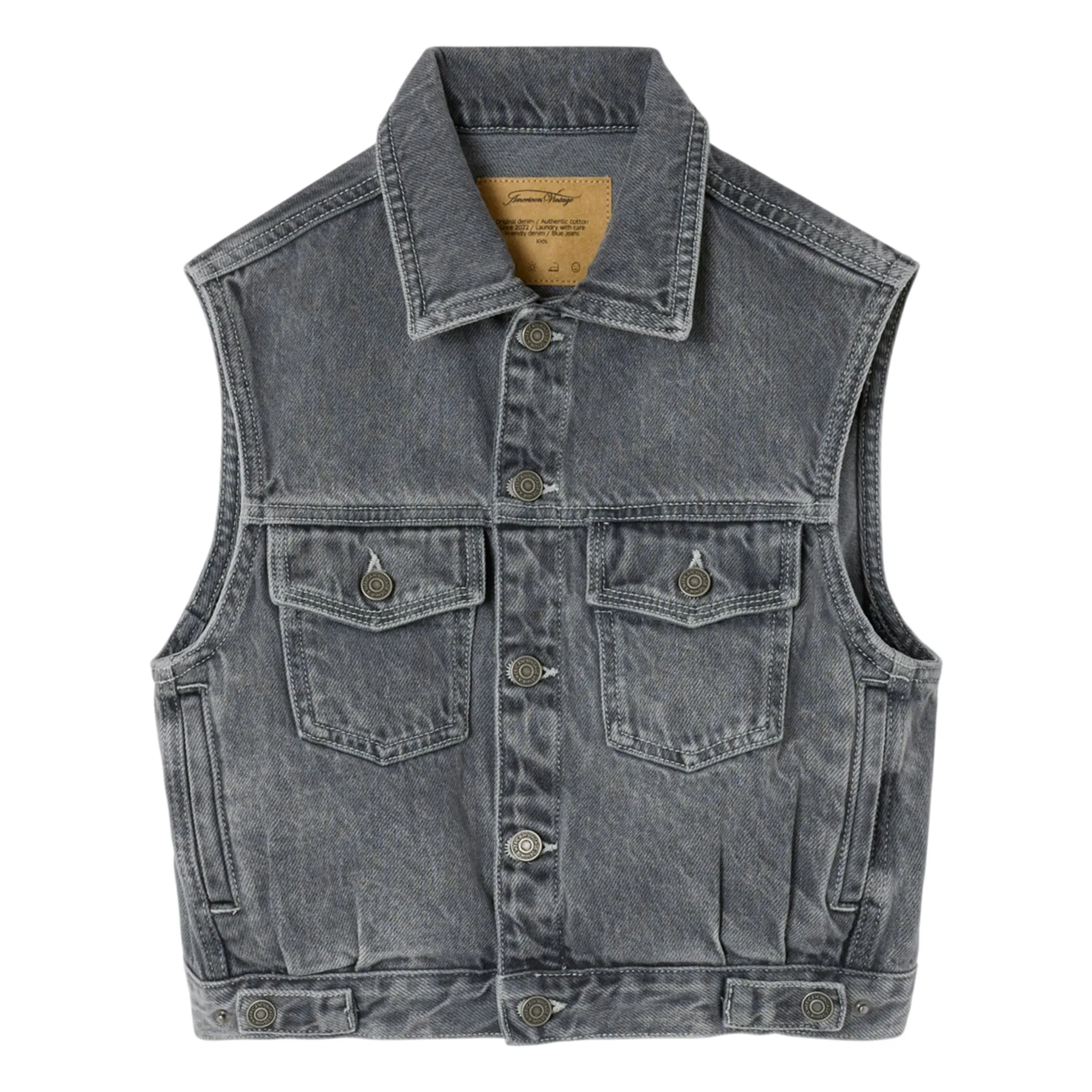 American Vintage Grey Yopday Sleeveless Denim Jacket