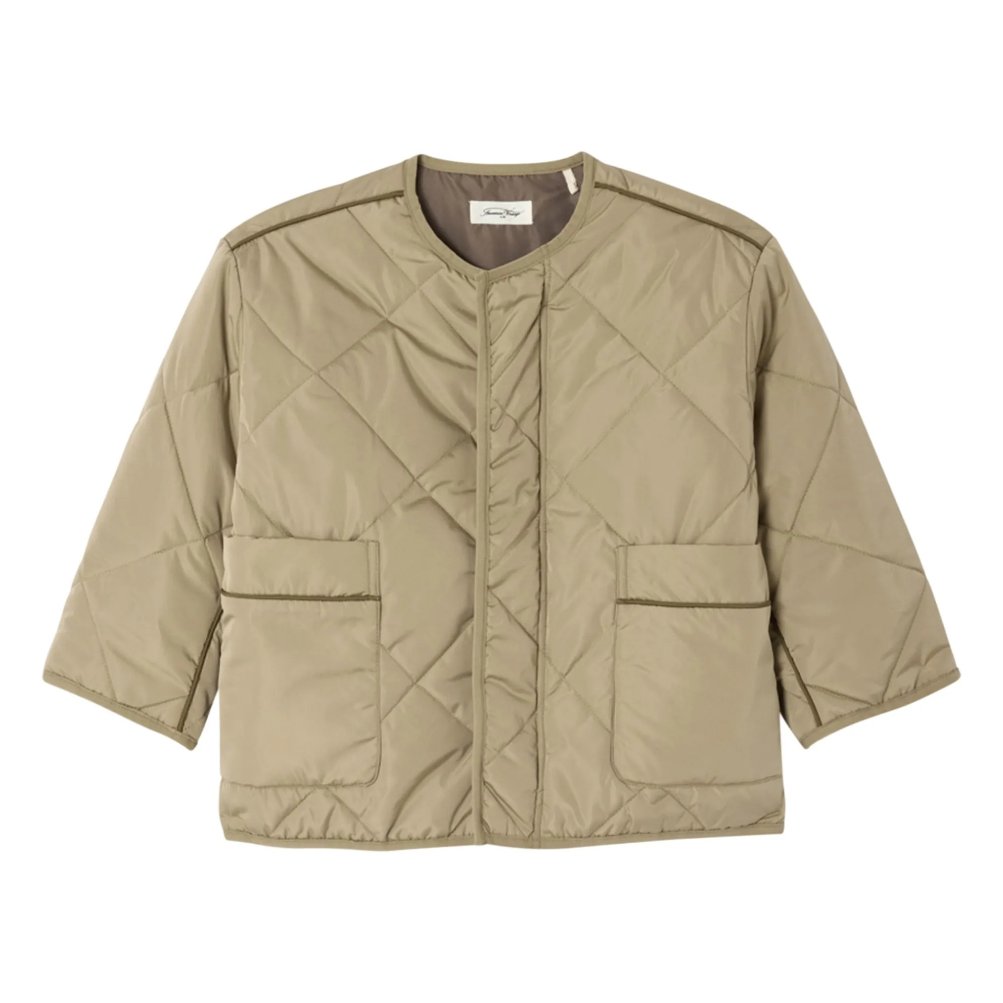 American Vintage Khaki Vowbay Water-Repellent Quilted Jacket Recycled Fiber