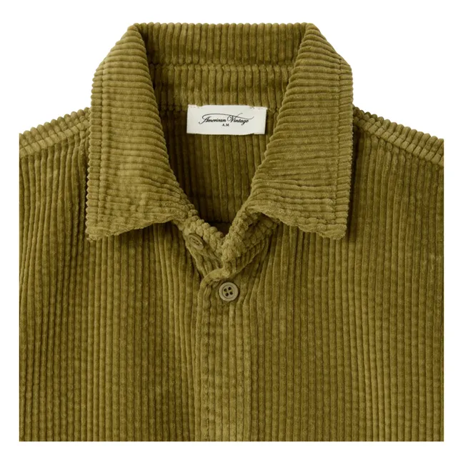 Chemise Velours Côtelé Padow Coton Bio | Vert kaki clair