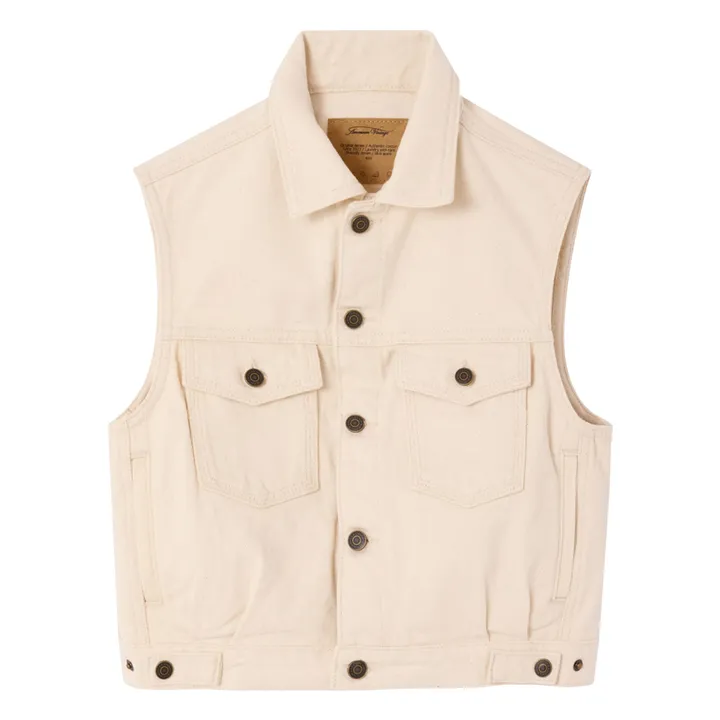 Veste Denim Sans Manches Snopdog | Ecru- Image produit n°0