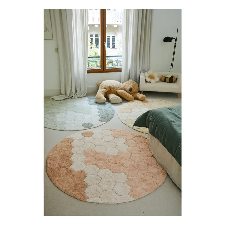 Tapis rond Honeycomb | Bleu gris- Image produit n°2