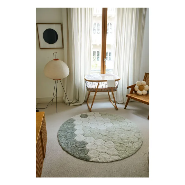 Tapis rond Honeycomb | Bleu gris- Image produit n°1
