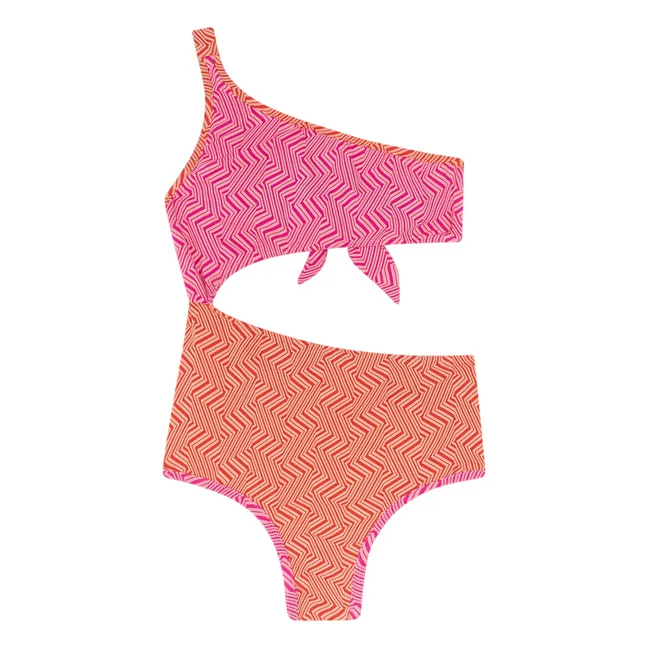 Maillot de Bain Asymétrique Elle Abstrait | Rose