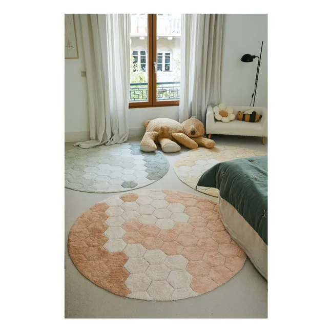 Alfombra redonda de nido de abeja | Rosa