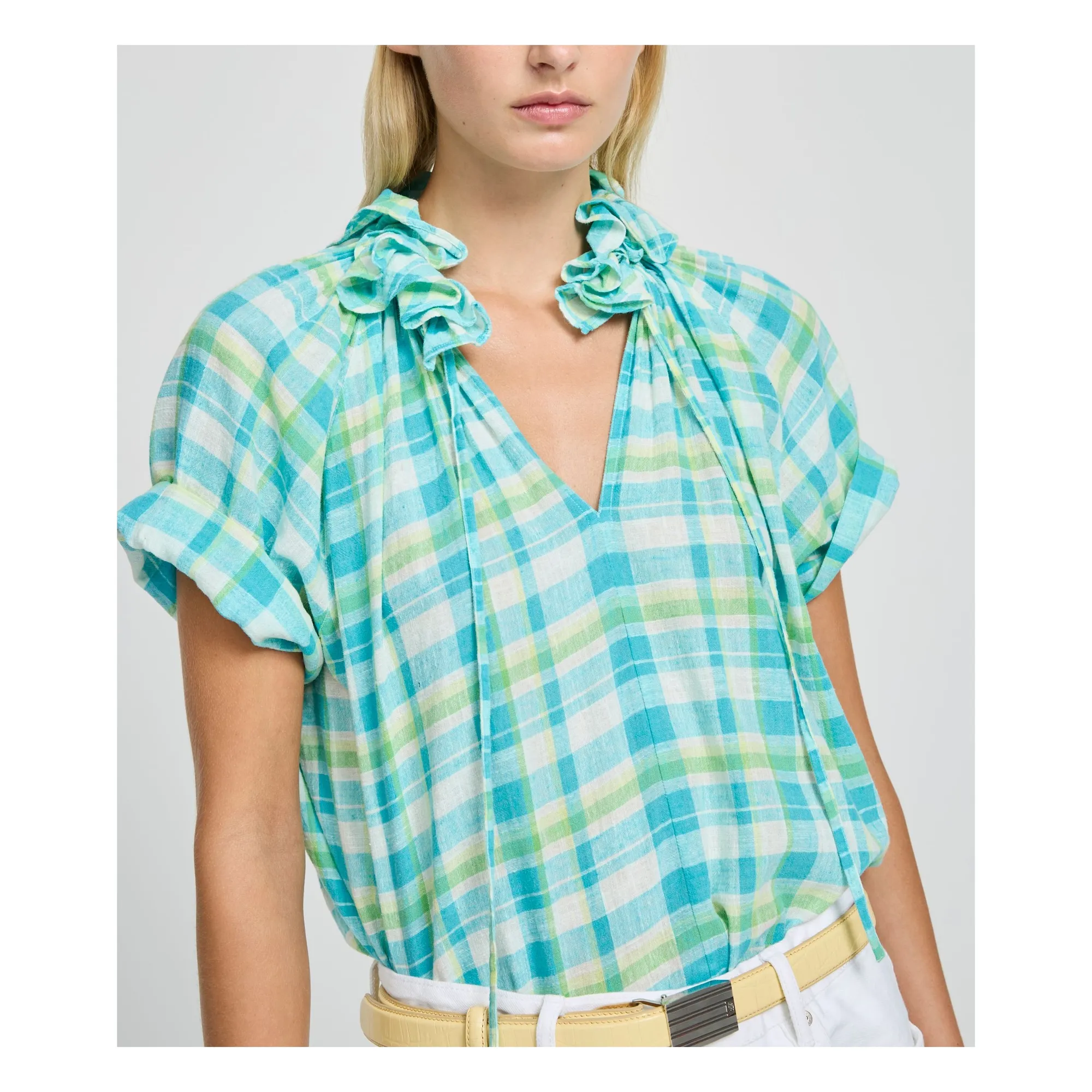 Blouse Escargot Coton | Bleu turquoise- Image produit n°1