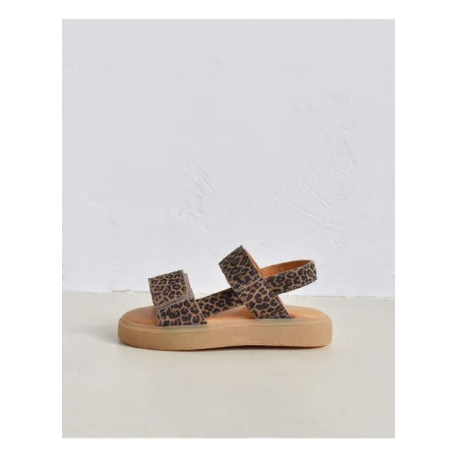 Sandalias de ante leopardo Du Malu | Marrón