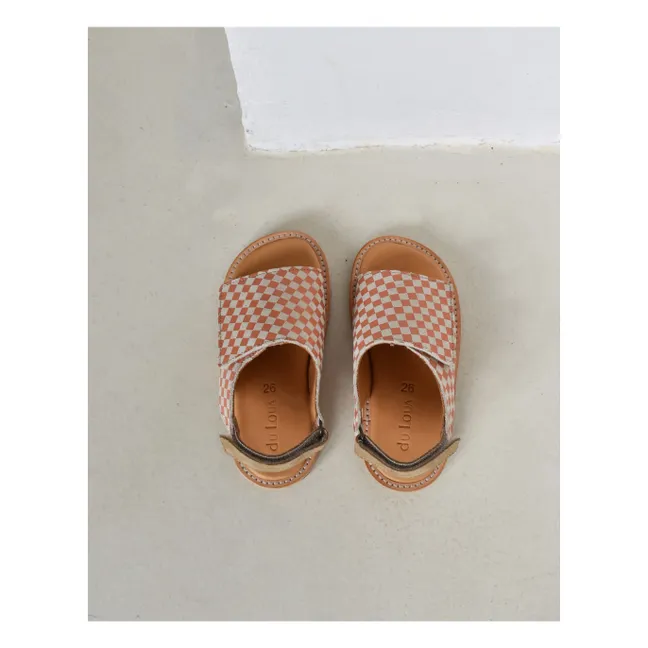Sandales Du Veda Carreaux | Saumon