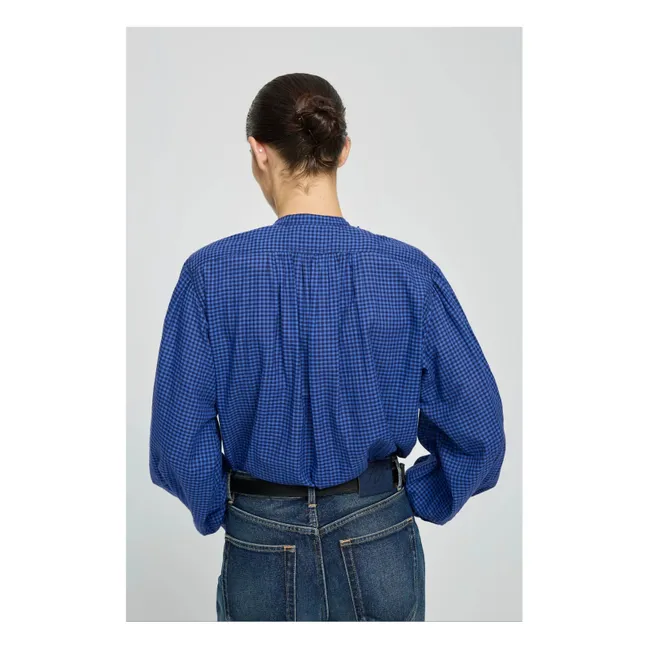 Blusa Magrita de algodón y guinga | Azul