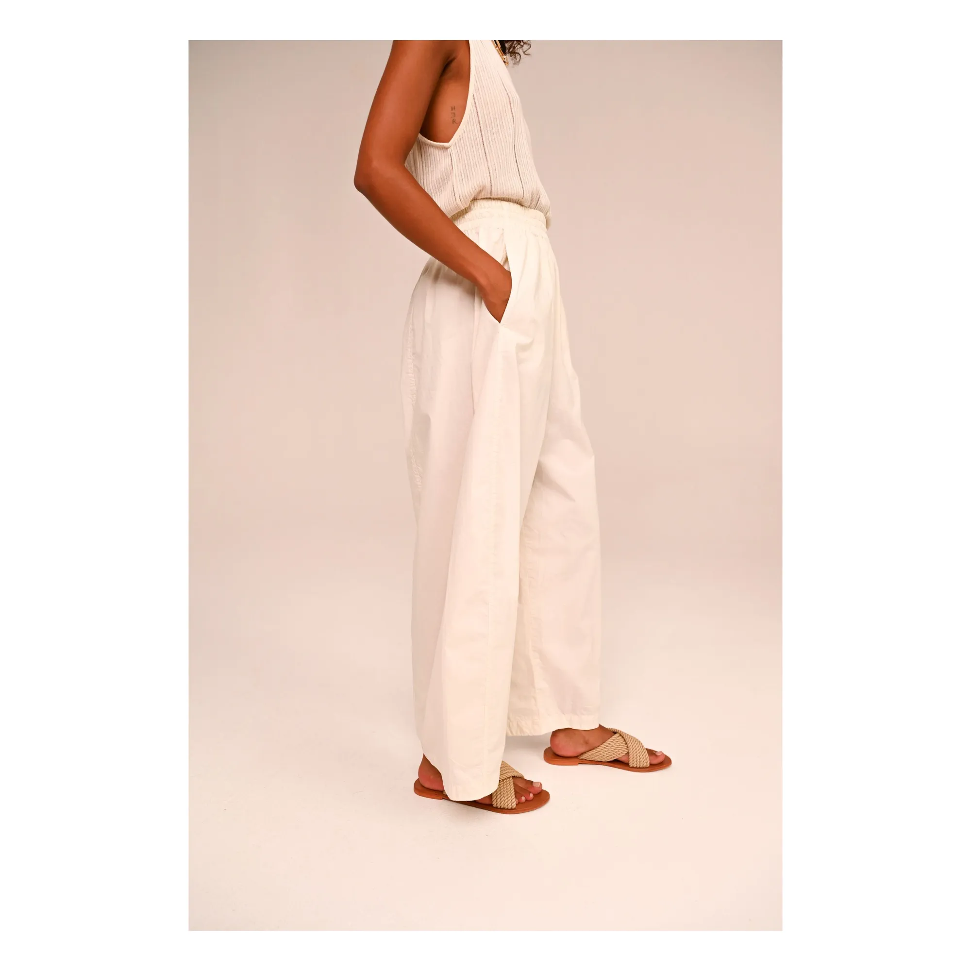 Sacrécoeur Ecru Liam Popeline Pants