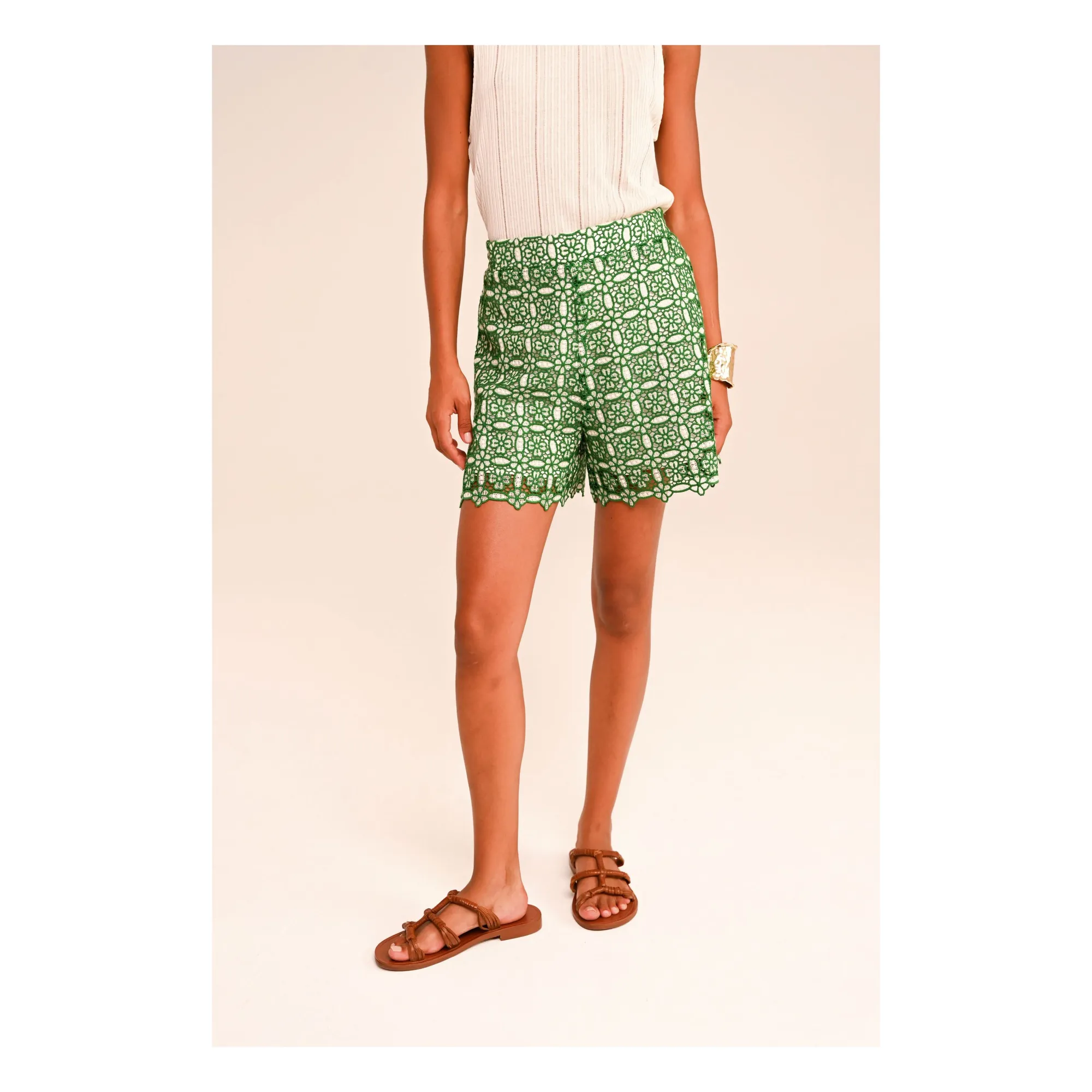 Sacrécoeur Green Lilo Goya Guipure Short
