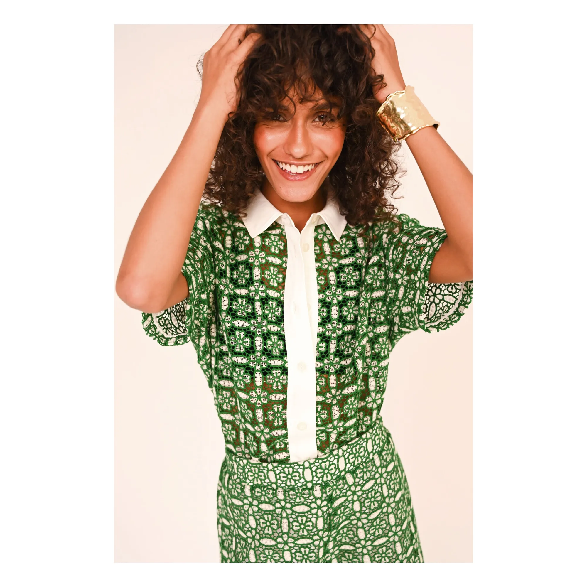 Sacrécoeur Green Guipure Shirt Flavia Goya