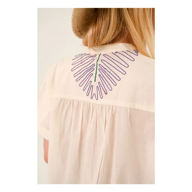 Blusa Maya Taro bordada en voile de algodón | Blanco