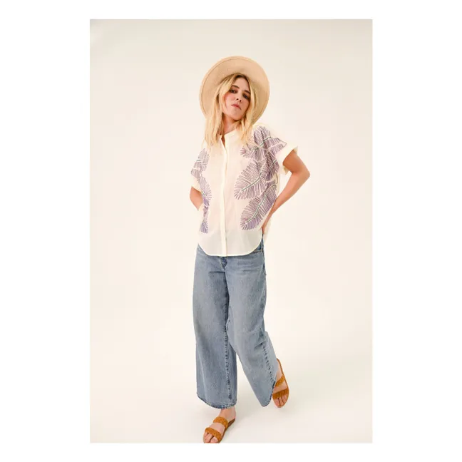 Blusa Maya Taro bordada en voile de algodón | Blanco