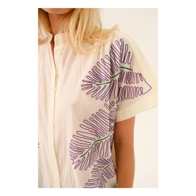 Blusa Maya Taro bordada en voile de algodón | Blanco