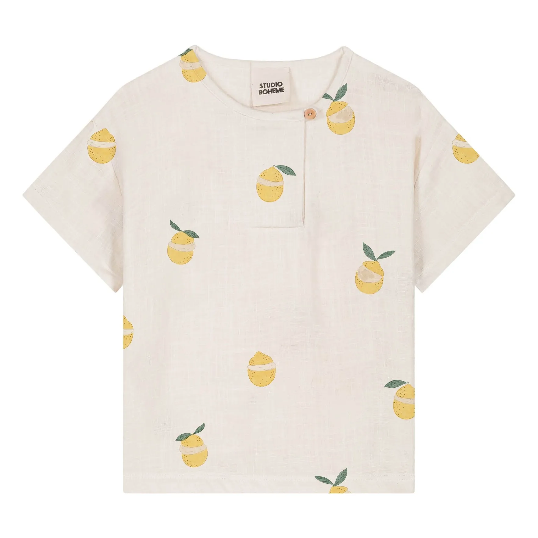 Studio Bohème Ecru Orso T-Shirt Lemons Organic Cotton Gauze