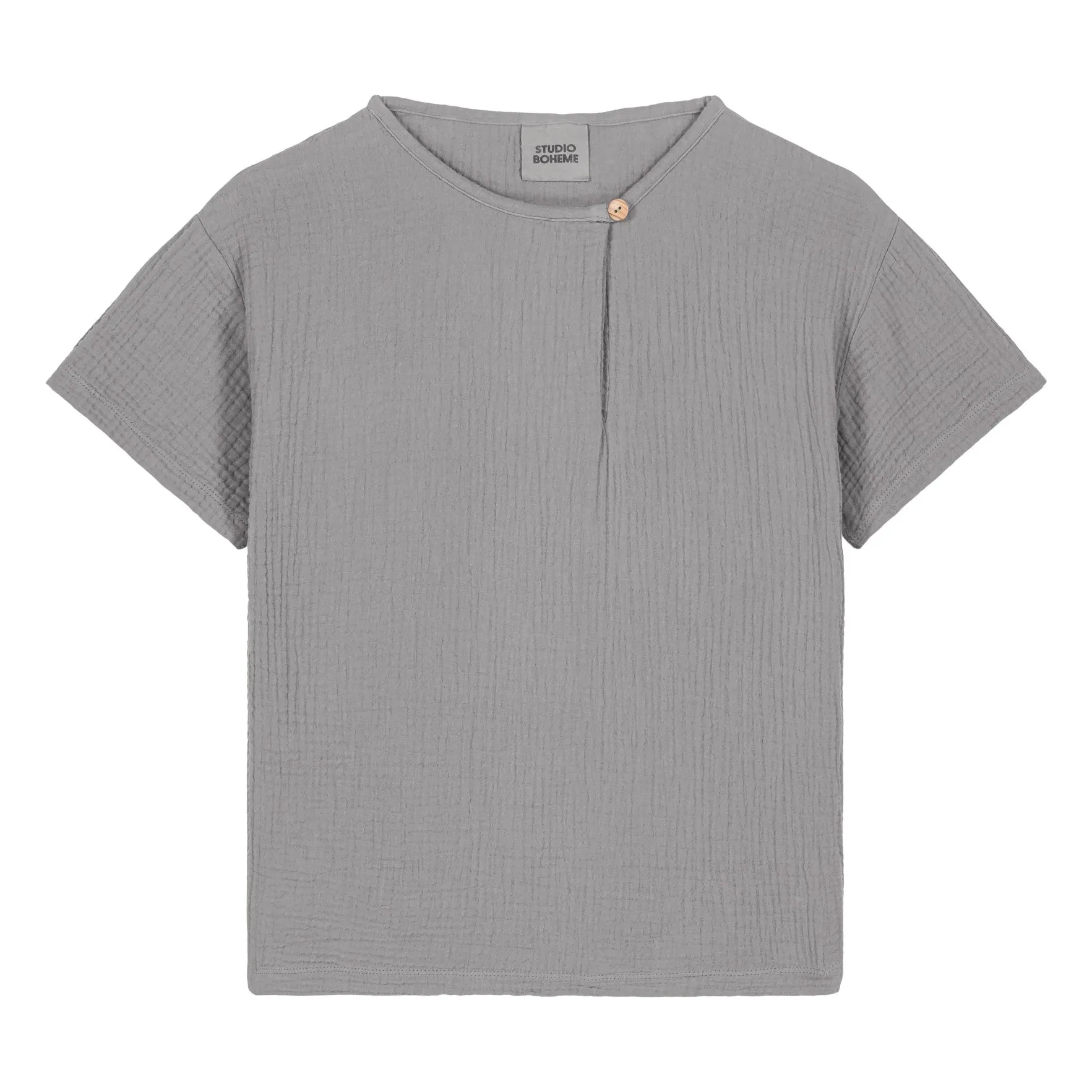 Studio Bohème Grey Blue Orso Organic Cotton Gauze T-Shirt